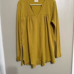 Mustard Yellow t.la V-Neck Long Sleeve Top